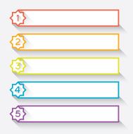 Set of 5 numbered paper style headers with star