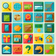 Internet shopping icon set in flat design style