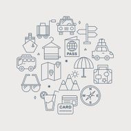 Travel line icon circle set N4
