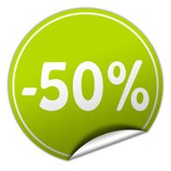 discount round green sticker on white background N8