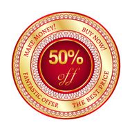 Label on 50 percent discount