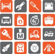 Silhouette Car parts and services icons N2
