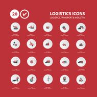 Logistics icons Red background version vector