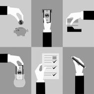 Set of business hands action concepts vector illustration N2