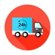 Truck 24 hour Shipping Flat Circle Icon