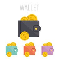 Vector wallet and coins icons