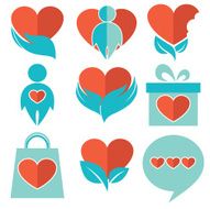 collection of hearts people symbols and icons