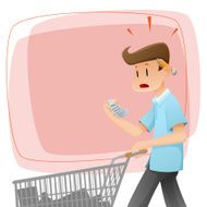 Sad men with paper shopping list