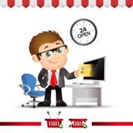 Businessmen use credit card for buy gift from online shop