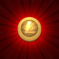 Litecoin on red background