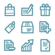 Blue line shopping contour icons V2