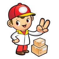 Red Delivery Man taking the victory of Gesture