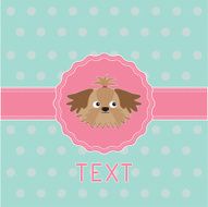 Pink ribbon and label with Shih Tzu dog Card N2