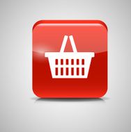 Shopping Glossy Basket Icon Vector Illustration