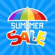 Summer Sale Vector Illustration on Retro Blue Background