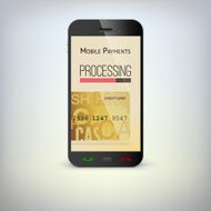 Mobile phone payment process via a smartphone