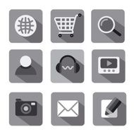 web icon set flat gray