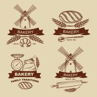Set of vintage bakery badges and labels N2