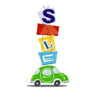Sale concept - car full of packages after shopping