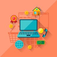 Illustration concept of internet shopping in flat design style N4