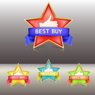 Best buy label with stars and ribbons vector illustration