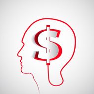 Money icon design in head think concept - vector illustration N3