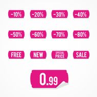 Set pink etiquettes