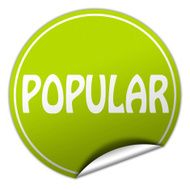 popular round green sticker on white background