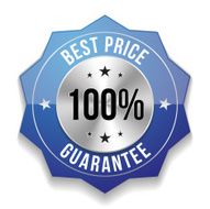 Blue hundred percent best price guarantee badge