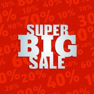 Red 3D vector text of sale discount price offer N68