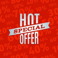 Red 3D vector text of sale discount price offer N69