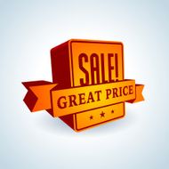 Red 3D vector text of sale discount price offer N71