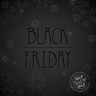 Black Friday Sale dark background label poster with snowflake