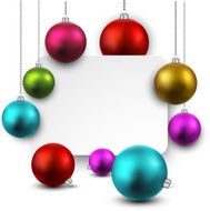 White paper gift card with colorful balls N2