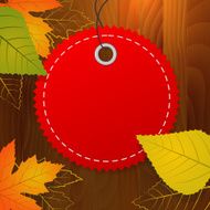 autumn blank vector label on wood background