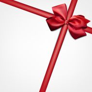 White paper card with gift red satin bow N4
