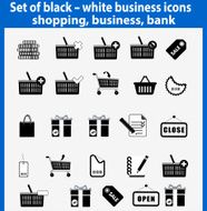 Set of black and white business icons N2