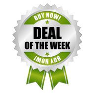 Green silver great deal badge with ribbon
