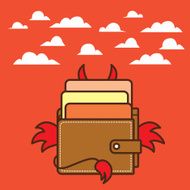 Devil wallet vector illustration about finance slavery