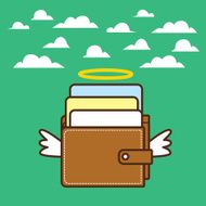 Angel happy wallet vector illustration about good finance status
