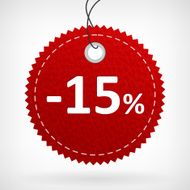 Red leather price labels -15 percent