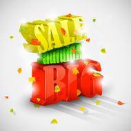 3D big autumn sale with foliage