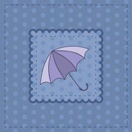 greeting card with violet umbrella