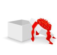 white open box with a gift