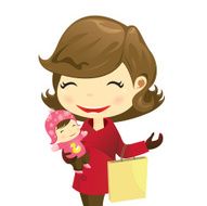 Happy mum shopping with baby N2