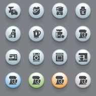 Home appliances icons with color buttons on gray background 2