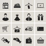 Shopping e-commerce and online business flat icons set N2
