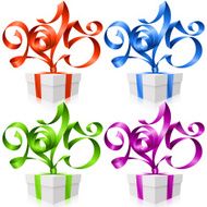Vector gift box and New Year ribbons 2015