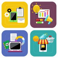 Ecommerce and digital marketing concept icon set