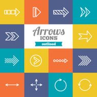 Set of flat outlined arrows icons N2